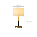 Plug-in Gold Barrel Fabric Shade Bedside Table Lamp Image - 14