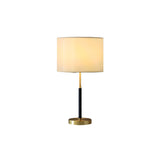 Plug-in Gold Barrel Fabric Shade Bedside Table Lamp Image - 5