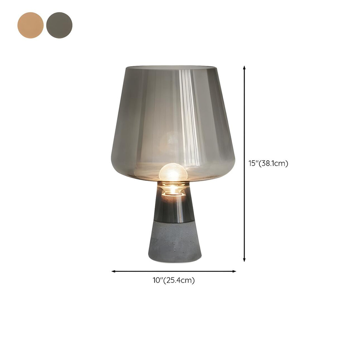 Plug-In Gray Glass Shade Geometric Stone Table Lamp 