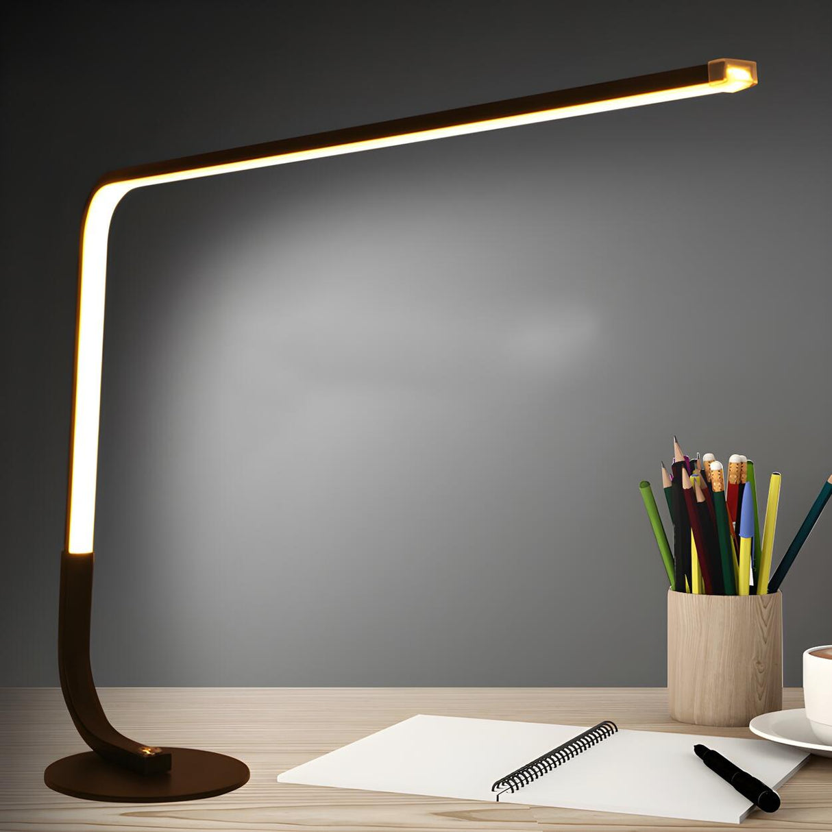 Plug-in Modern Minimalist Linear LED Bedroom Table Lamp Image - 1