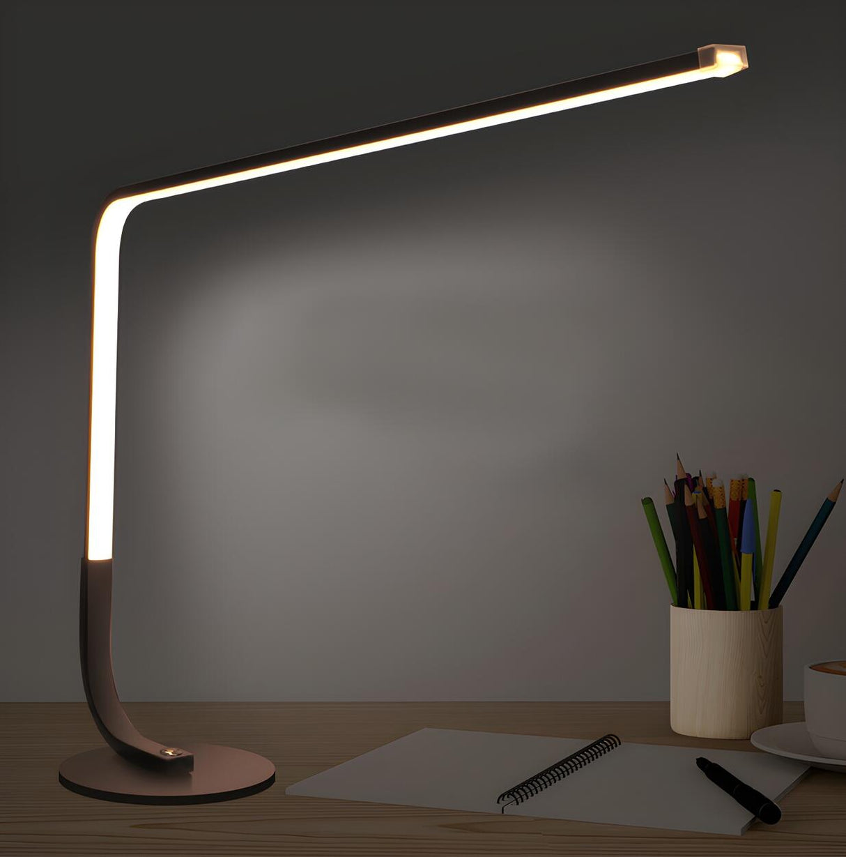 Plug-in Modern Minimalist Linear LED Bedroom Table Lamp Image - 9