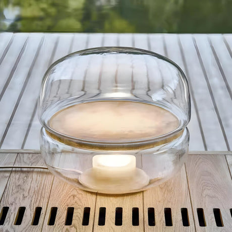 Plug-in Modern Minimalist Round Clear Glass Table Lamp Image - 2