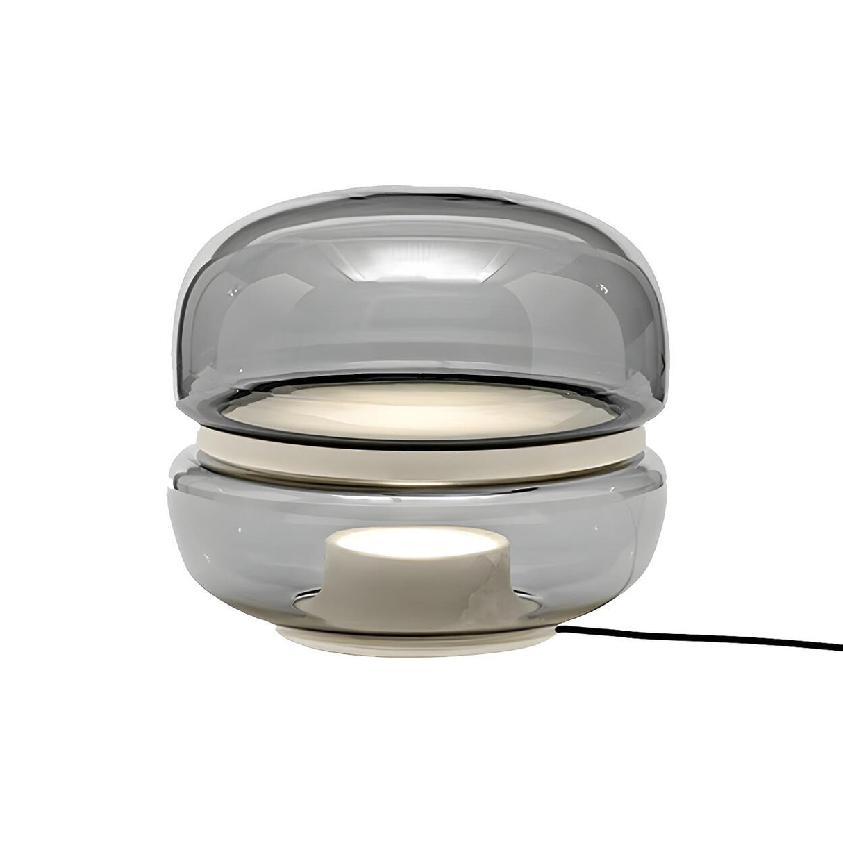 Plug-in Modern Minimalist Round Clear Glass Table Lamp Image - 5