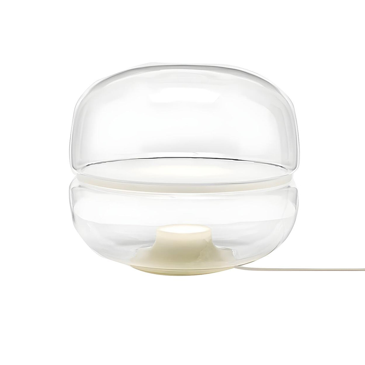 Plug-in Modern Minimalist Round Clear Glass Table Lamp Image - 6