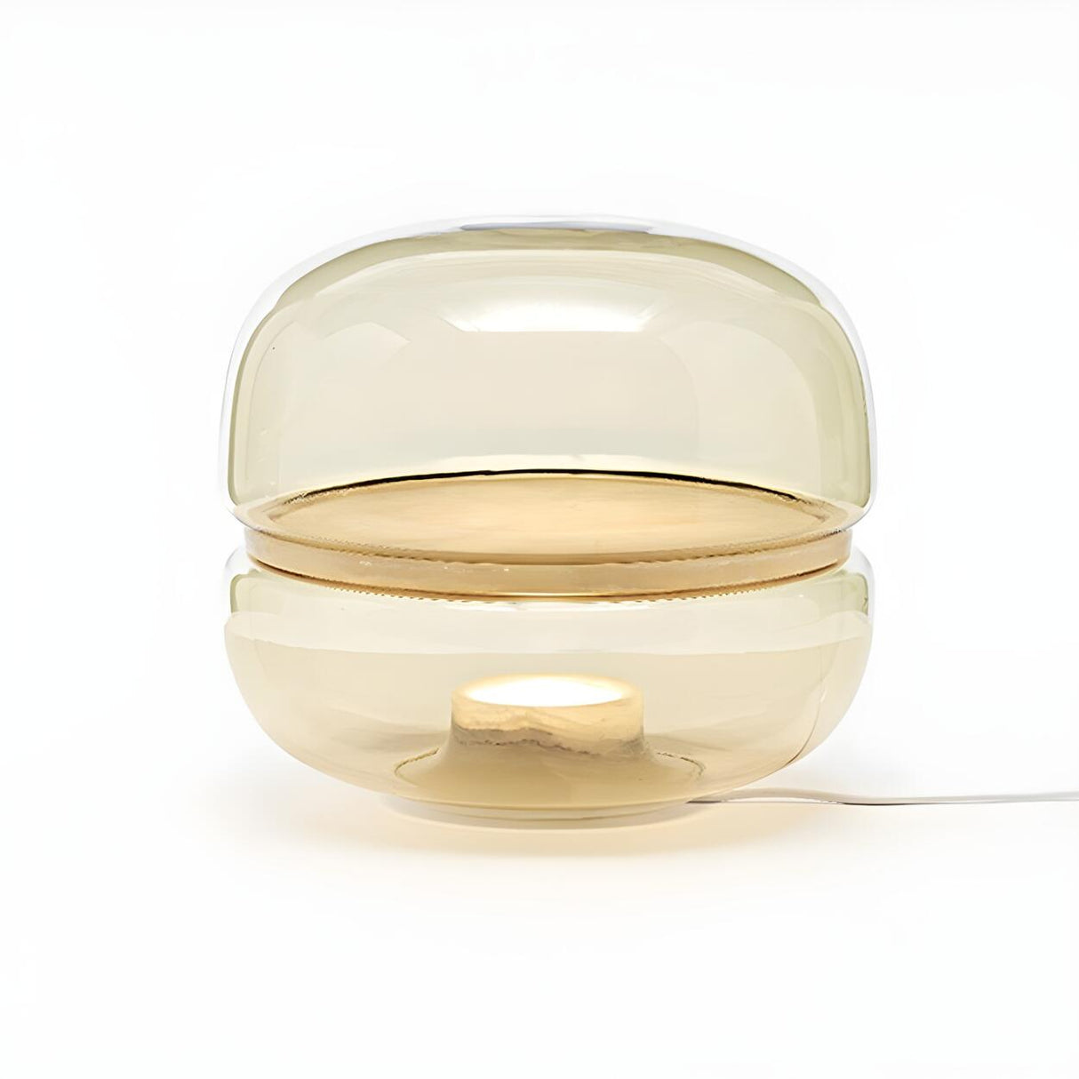 Plug-in Modern Minimalist Round Clear Glass Table Lamp Image - 8