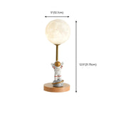 Plug-in Modern Sphere Natural Wood Base Table Lamp #size