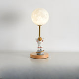 Plug-in Modern Sphere Natural Wood Base Table Lamp Image - 6