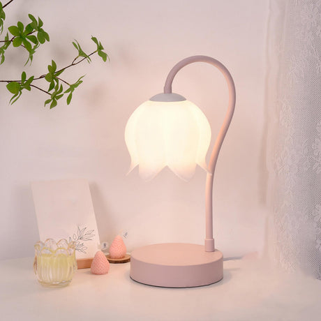 Plug-In Pink Lily of the Valley Bedside Table Lamp Image - 1