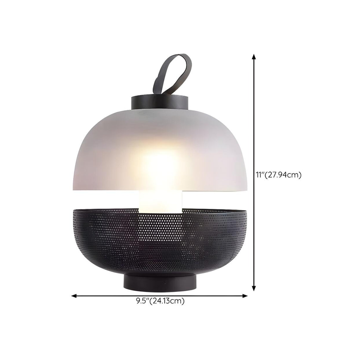 Plug-in Simple Round Lantern Dome Glass Table Lamp 