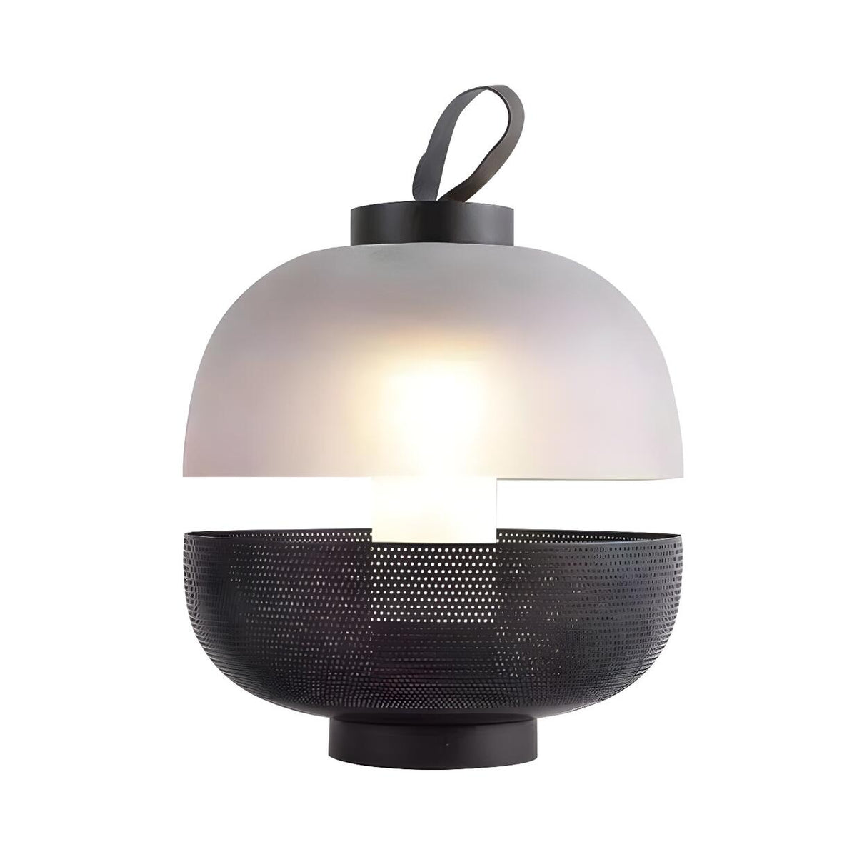 Plug-in Simple Round Lantern Dome Glass Table Lamp Image - 5