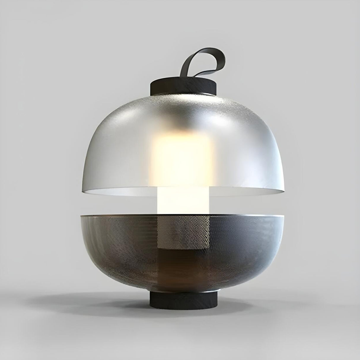 Plug-in Simple Round Lantern Dome Glass Table Lamp Image - 6