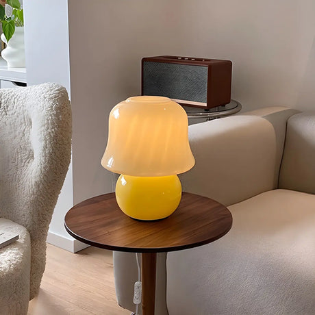 Plug-In Small Cute Yellow Geometric Bedside Table Lamp Image - 2