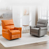 Plug-In USB Orange Leather Swivel Power Relax Recliner Image - 1