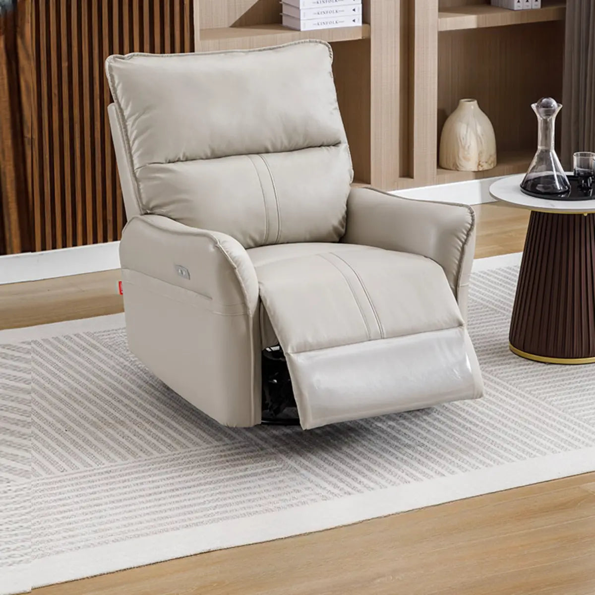 Plug-In USB Orange Leather Swivel Power Relax Recliner Image - 17