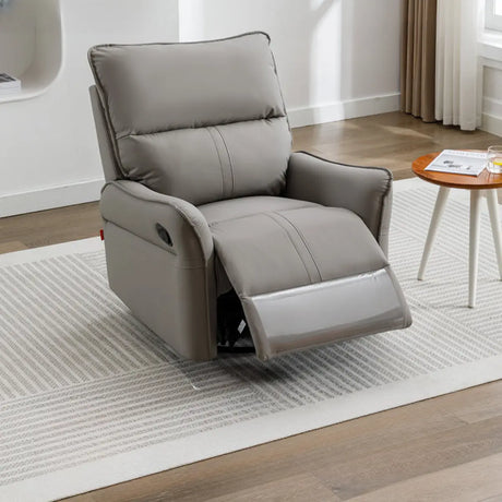 Plug-In USB Orange Leather Swivel Power Relax Recliner Image - 2