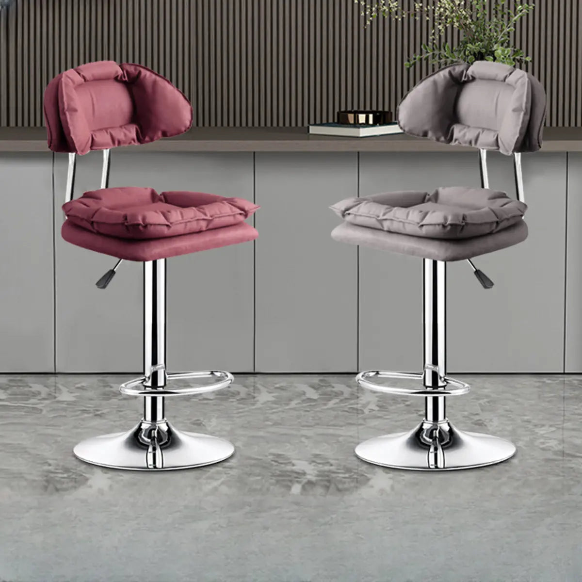 Pneumatic Leather Adjustable Cushion Swivel Bar Stool Image - 1