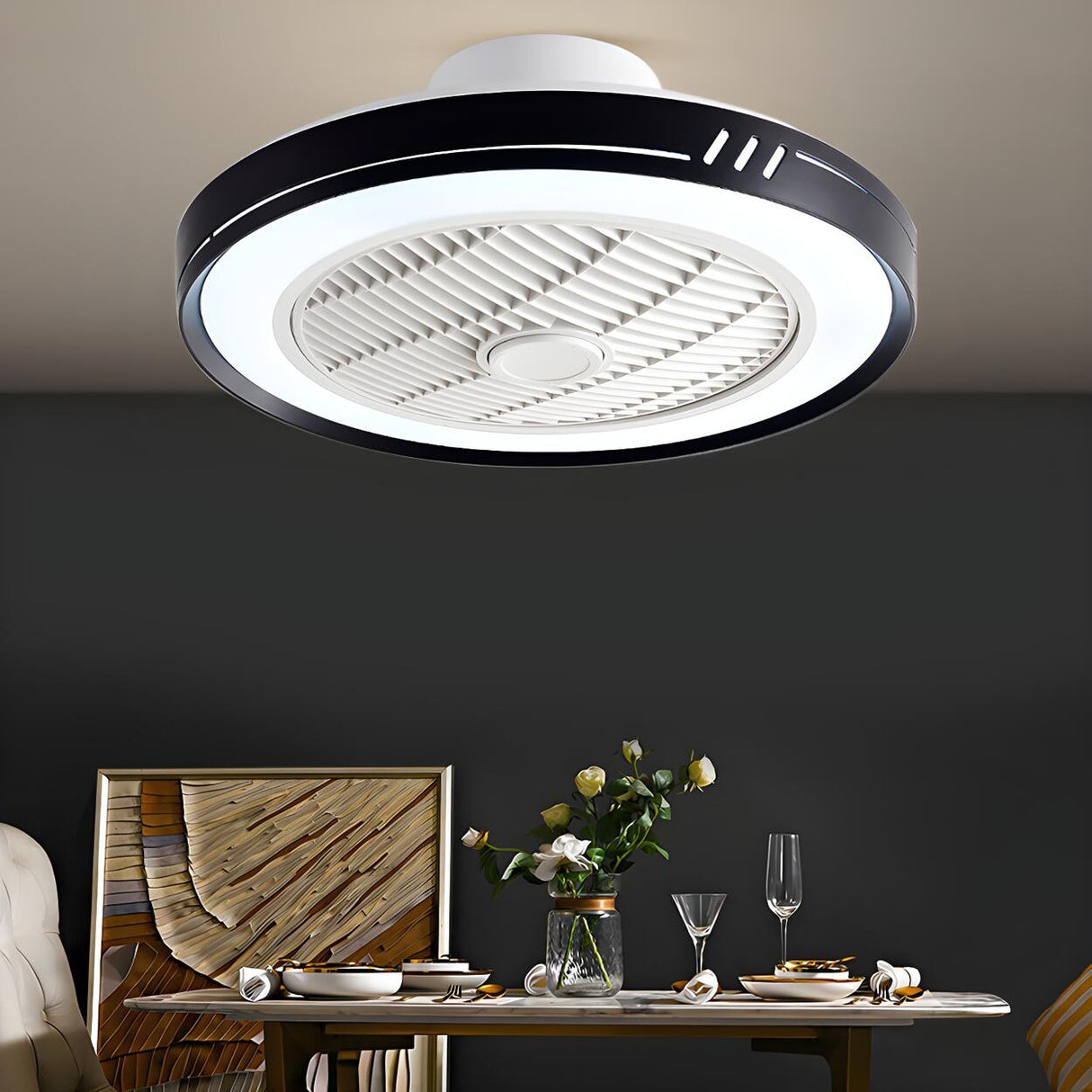 Polished Modern Bladeless LED Ceiling Fan with Light Image - 1