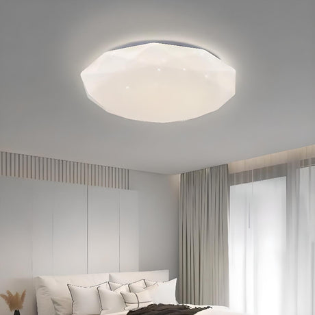 Polygon Symmetrical White Plastic LED Flush Mount Light Image - 2