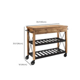 Portable Rectangular Brown Wood Kitchen Cart with Shelves Image - 11