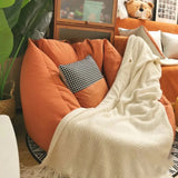 Portable Yellow Medium Square Linen Bean Bag Chair Image - 19