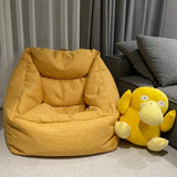 Portable Yellow Medium Square Linen Bean Bag Chair Image - 2