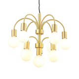 Post Modern 2 Tiers Gold Arc Arm White Globe Chandelier Image - 3