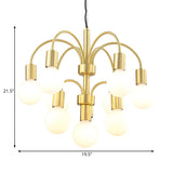 Post Modern 2 Tiers Gold Arc Arm White Globe Chandelier #size