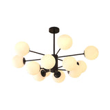 Post Modern 6-Light Amber Glass Globes Black Chandelier Image - 38