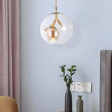 Post Modern Double Glass Globe Bedroom Pendant Chandelier Image - 1