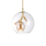 Post Modern Double Glass Globe Bedroom Pendant Chandelier Image - 3