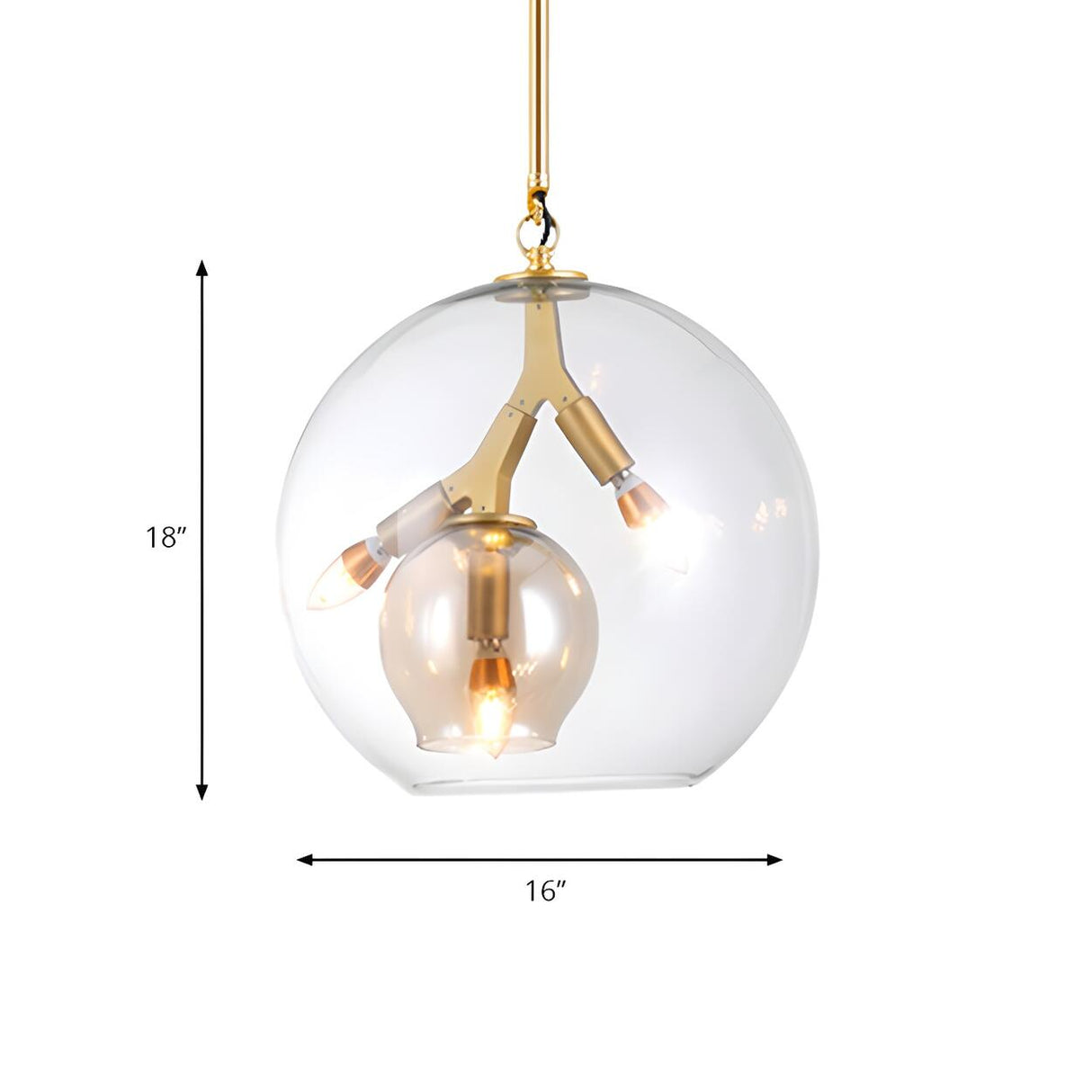 Post Modern Double Glass Globe Bedroom Pendant Chandelier Image - 4