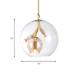 Post Modern Double Glass Globe Bedroom Pendant Chandelier Image - 4