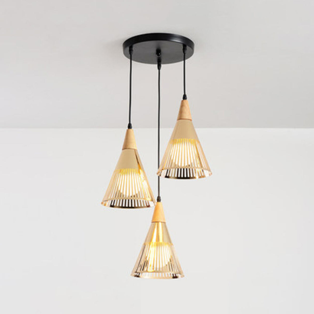 Post Modern Gold Conical Metal Cone Pendant Light Image - 4