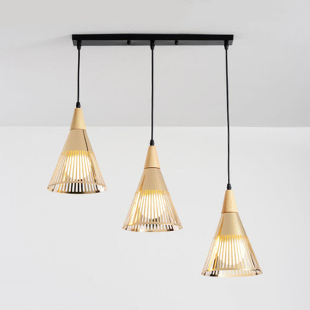 Post Modern Gold Conical Metal Cone Pendant Light Image - 6