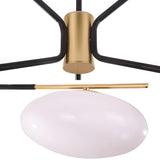 Post Modern Opal Glass Sputnik White Oval Chandelier Image - 4