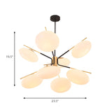 Post Modern Opal Glass Sputnik White Oval Chandelier #size