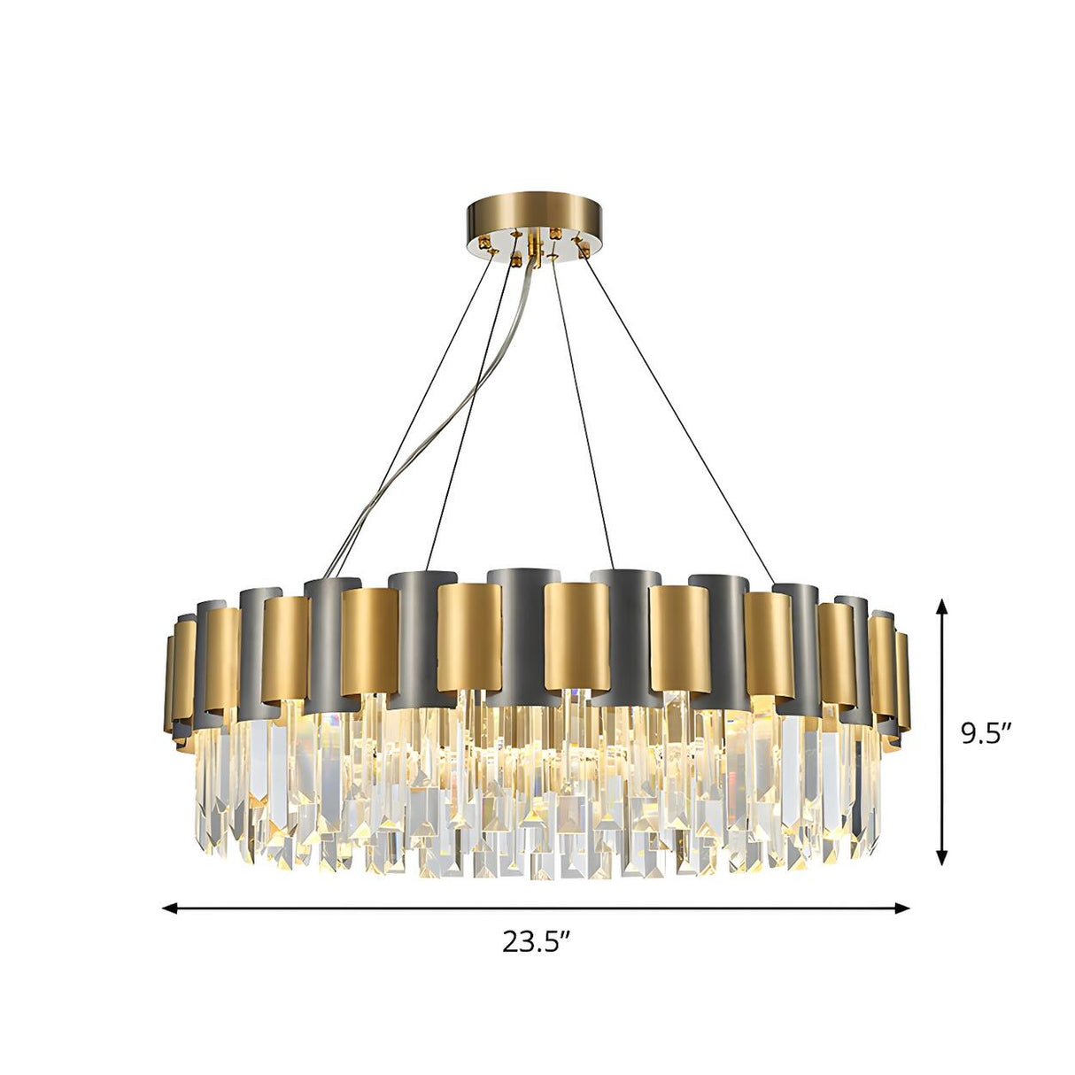 Postmodern Black and Gold Crystal Round Chandelier Image - 4