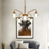 Postmodern Brass Clear Glass Led Round Pendant Chandelier Image - 3