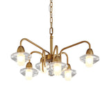 Postmodern Brass Clear Glass Led Round Pendant Chandelier Image - 4