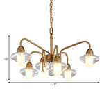 Postmodern Brass Clear Glass Led Round Pendant Chandelier Image - 5