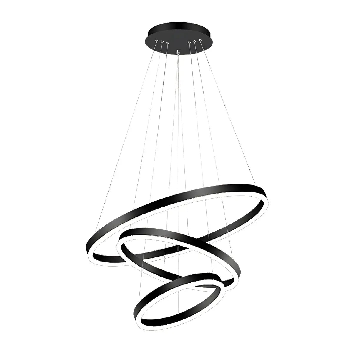 Postmodern Circle Acrylic Living Room Black Tall Chandelier Image - 10