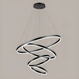 Postmodern Circle Acrylic Living Room Black Tall Chandelier Image - 3