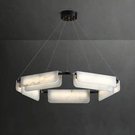 Postmodern Circular Alabaster Living Room Chandelier Image - 5