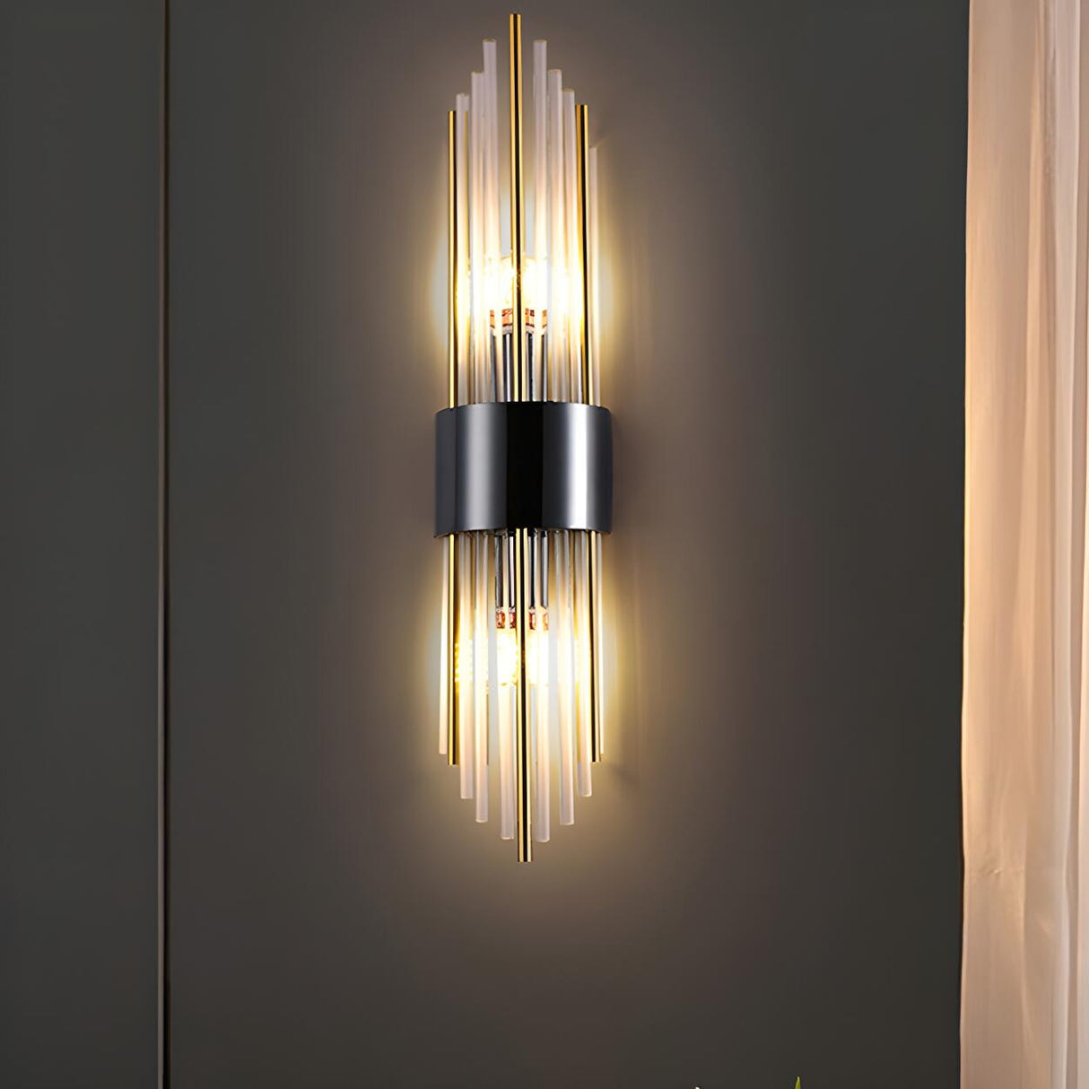 Postmodern Crystal Rod Bedside Up Down Wall Sconce Image - 16