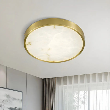 Postmodern Round Alabaster LED Flush Mount Ceiling Light Image - 1