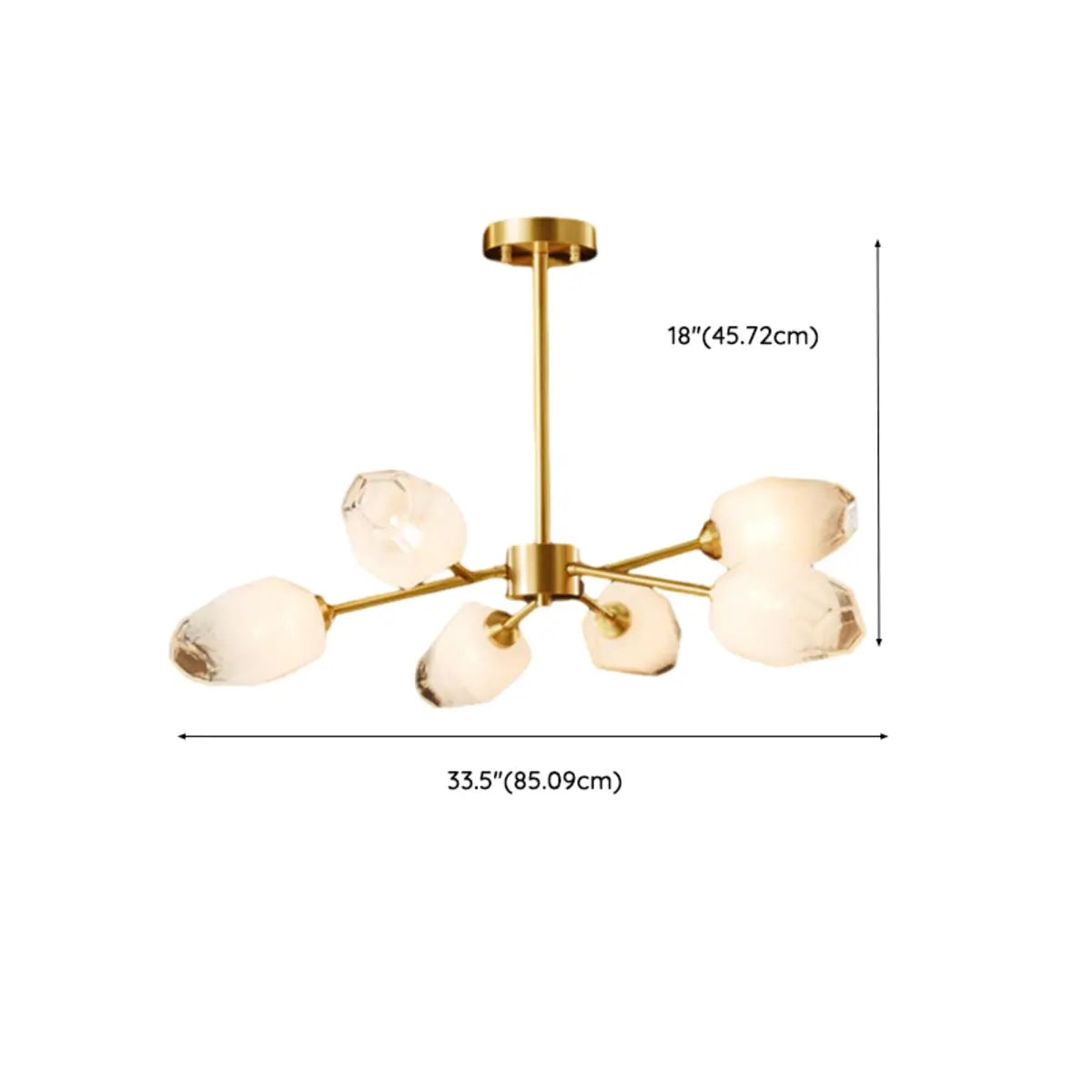 Postmodern Sputnik Metal White Glass Gold Chandelier 