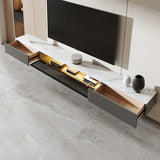 Premium Grey Wall-Mount Stone TV Stand with Lighting Image - 6