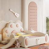 Princess-Themed Paw Upholstered Wood Kids Bed for Girl Image - 1