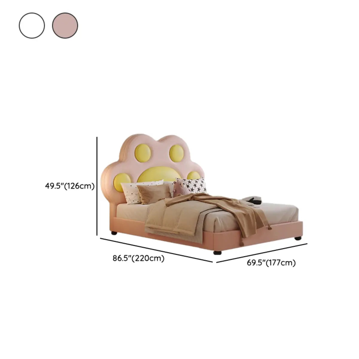 Princess-Themed Paw Upholstered Wood Kids Bed for Girl Image - 18