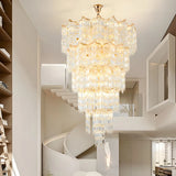 Prismatic Crystal Tiered Adjustable Height Foyer Chandelier Image - 1